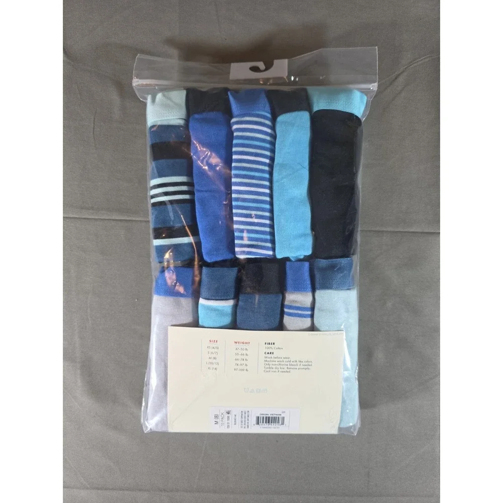 Cat & Jack Boxer Briefs Underwear Boys Medium (8) 10 Pack Blue Stripes Cotton